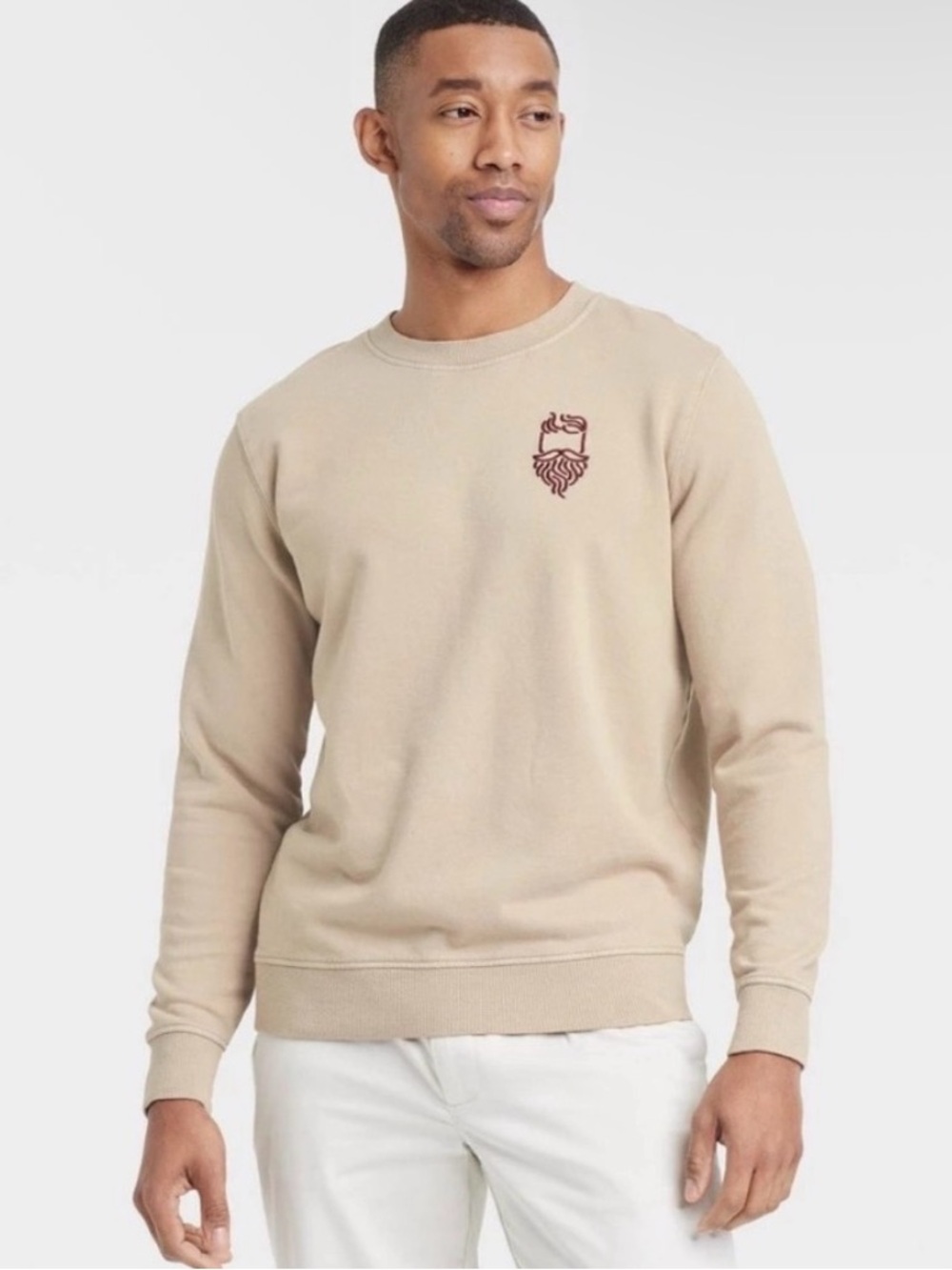 Goodfellow & Co Men’s Taupe French Terry Beard Crewneck Sweatshirt Large NWT